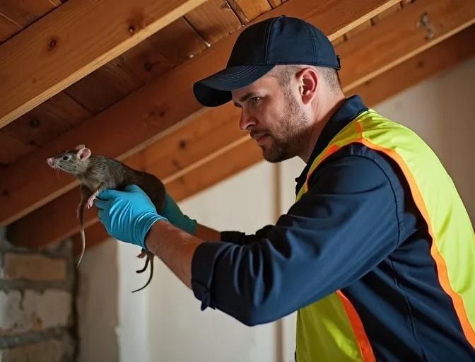 Technician inspecting a roof cavity for a dead rat in Tarneit